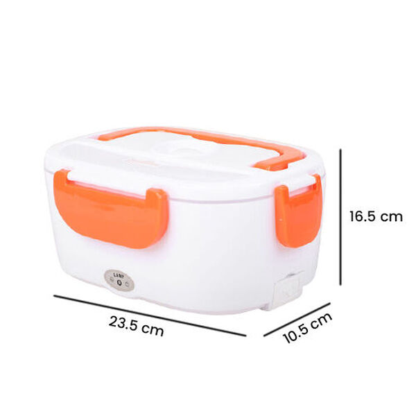 Beheizbare Lunchbox, Orange
Material:PP 
Größe:23.5*16.5*10.5cm(1.05L)9.25*6.49*4.13INCH
Color:White+orange
rating:50W
voltage:110V
2 pin UL plug power cable:100cm
 image number 6