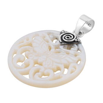 Royal Bali Kollektion - wei&szlig;er Muschelkernperlen-Anh&auml;nger, 925 Silber