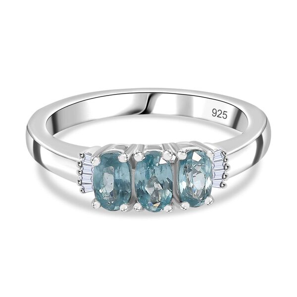 AA Aqua Kyanit und Diamant Ring - 0,96 ct.
