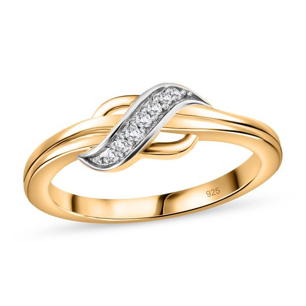 Weißer Diamant-Ring in 925 Silber mit 750 Gelbgold Vermeil image number 4