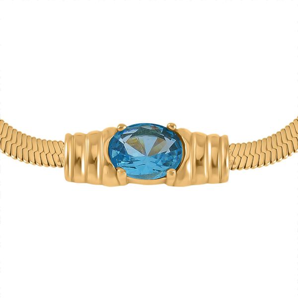 2-teiliges Schmuckset, Halskette und Armband mit Blauer Kristallen, Edelstahl goldfarben image number 8