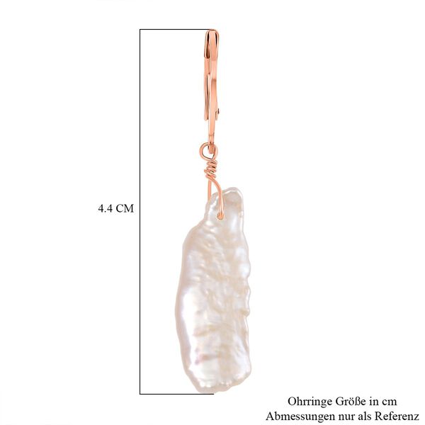 Wei&szlig;e Keshi Perle Ohrringe Reiner Edelstahl ros&eacute;vergoldet image number 6