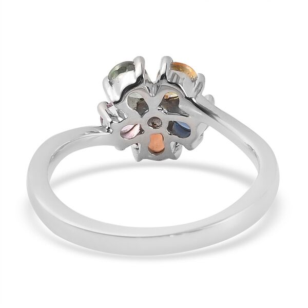 Mehrfarbig Saphir und Zirkon Blumen Ring 925 Silber Platin-&Uuml;berzug image number 6