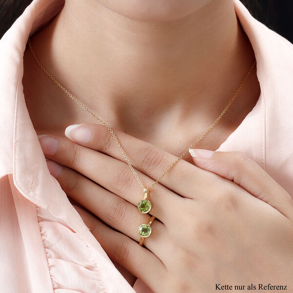 2er-Set, natürlicher Peridot-Solitär-Ring und Anhänger in Silber, 2,63 ct. image number 3