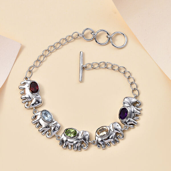 Mehrfarbiger Armband mit Roter Granat, Himmelblauer Topas ca. 16.5 cm Messing ca. 2.54 ct image number 2