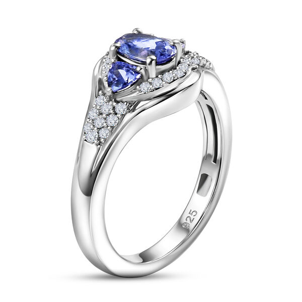 Tansanit und Zirkon Ring 925 Silber platiniert  ca. 0,97 ct image number 5