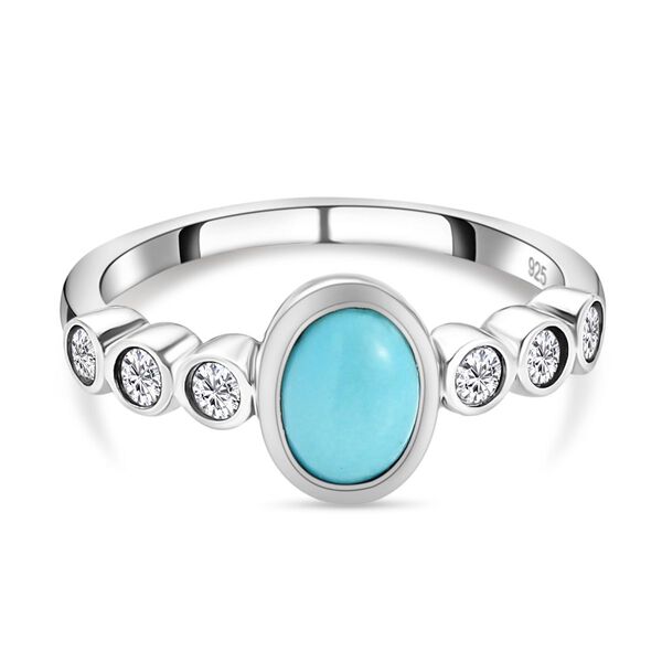 2er-Set- Nat&uuml;rlicher Sleeping Beauty T&uuml;rkis und Zirkon-Ring und Anh&auml;nger- 1,86 ct. image number 4