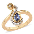 Tansanit und Zirkon Ring 925 Silber vergoldet  ca. 0,65 ct image number 3