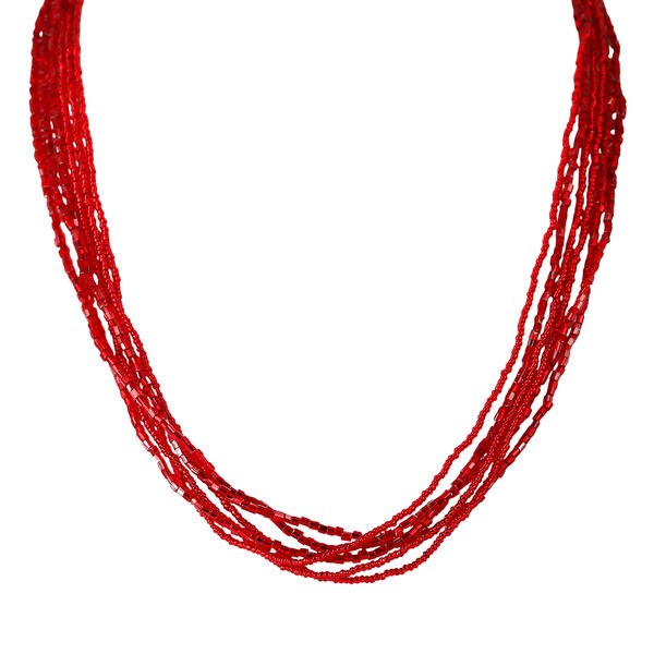 IL MURANO DI FRANCESCA - 6-reihiges Collier ca. 50 cm, 925 Silber, 750 Gelb vergoldet, Rot image number 0
