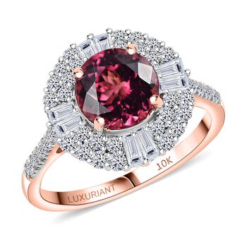 LUXURIANT AAA Rosa Granat und Labor Diamant Ring in 417 Ros&eacute;gold - 3,55 ct.