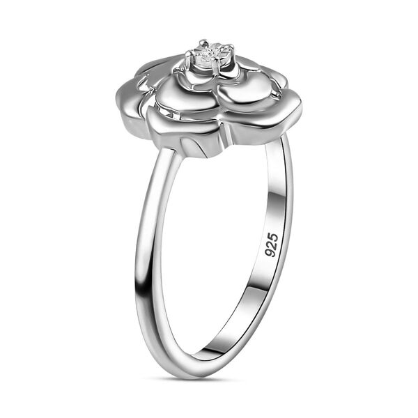 Weißer Diamant Rosendesign-Ring, 925 Silber platiniert (Größe 17.00) image number 5
