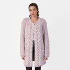 Langer Cardigan mit Taschen und Knopf, gestrickt, Einheitsgröße Rosa