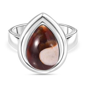 Der Schimmer der Natur - Erdnuss Holz Jaspis Ring 316L Edelstahl (Größe 18.00) ca. 4.37 ct