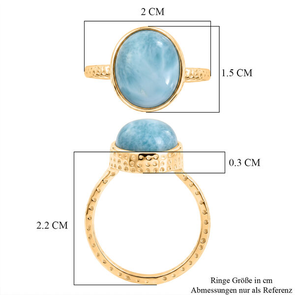 EVER TRUE AA Larimar Ring Nickelfreies Messing 750 Vergoldet (Gr&ouml;&szlig;e 19.00) ca. 5,94 ct image number 6