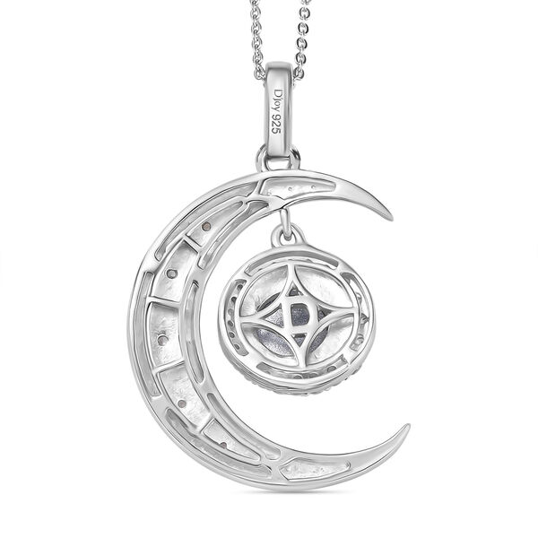 D'Joy Aurora Mondstein, Weißer Zirkon Anhänger 925 Silber rhodiniert ca. 2,86 ct. image number 4