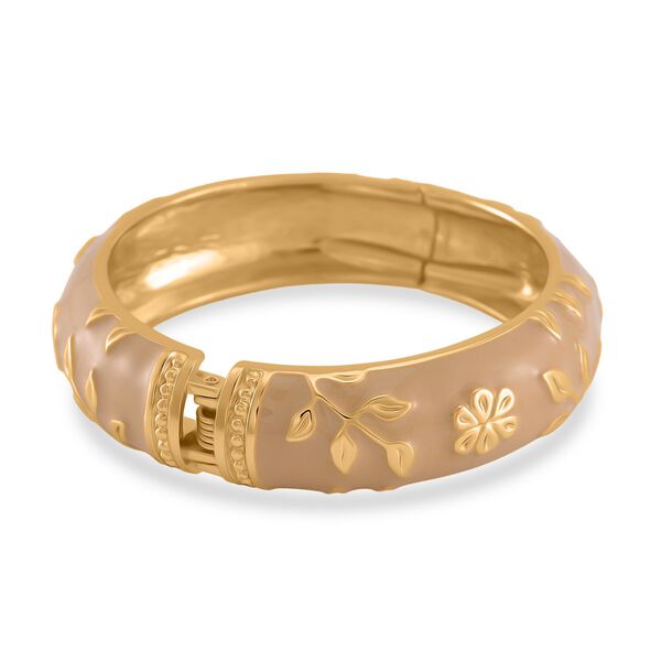 Armreif mit Emaille-Bl&uuml;tendekor, ca. 19 cm ca. 60,00g, gelb image number 3