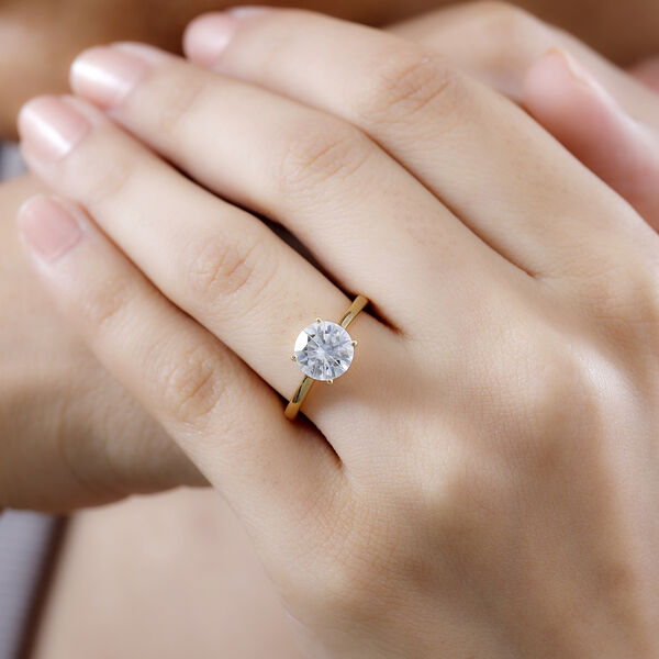 Moissanit Ring, 925 Silber 750 Gelbgold Vermeil - 1,73 ct. image number 3