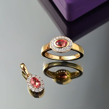D'Joy Labor Padparadscha Saphir und Zirkon Schmuckset - 2,46 ct.