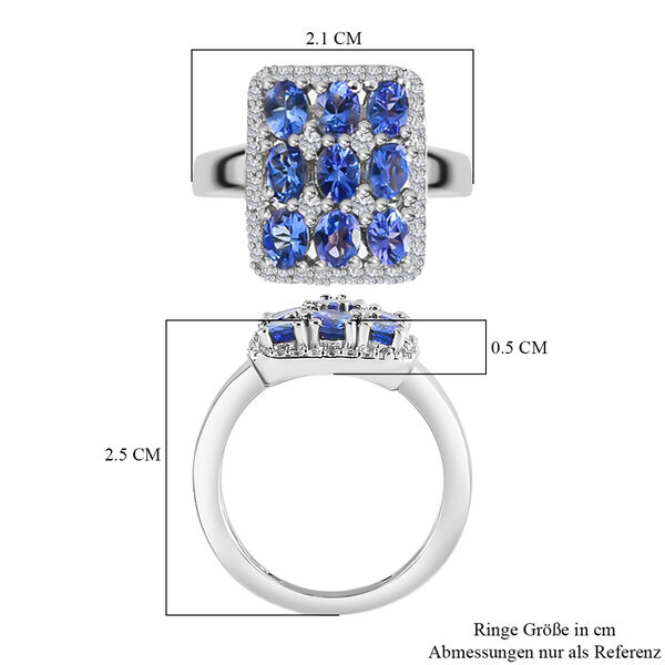 AAA Tansanit und Zirkon Cluster Ring - 2,33 ct. image number 8