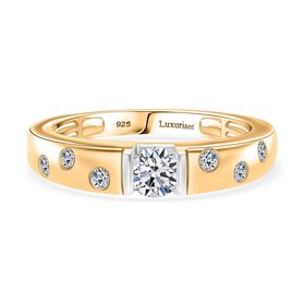 LUXURIANT DIAMOND - Lab Grown Diamant SI-GH SGL zertifiziert Ring 925 Silber Rhodiniert und 750 Gelbgold Vermeil (Größe 18.00) ca. 0.50 ct