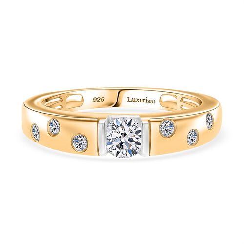 LUXURIANT DIAMOND - Lab Grown Diamant SI-GH SGL zertifiziert Ring 925 Silber Rhodiniert und 750 Gelbgold Vermeil (Größe 18.00) ca. 0.50 ct image number 0