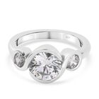 LUSTRO STELLA - feinster Zirkonia 3-Stein-Ring, 925 Silber platiniert (Größe 16.00) ca. 3,45 ct