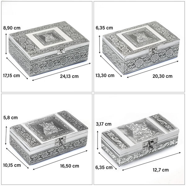 4er Set - Teakholzboxen Schmuckbox, Katzen-Pr&auml;gung image number 5