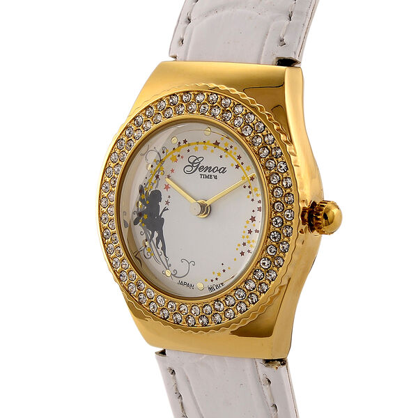 GENOA - J Francis gefertigt mit SWAROVSKI Wei&szlig;er Swarovski Kristall Uhren 23 cm Reine Legierung IP-Gelbbeschichtung image number 3