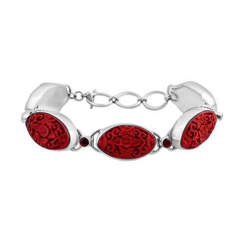Roter Granat, Zinnober Armband ca. 19 cm 925 Silber ca. 1,48 ct. image number 0