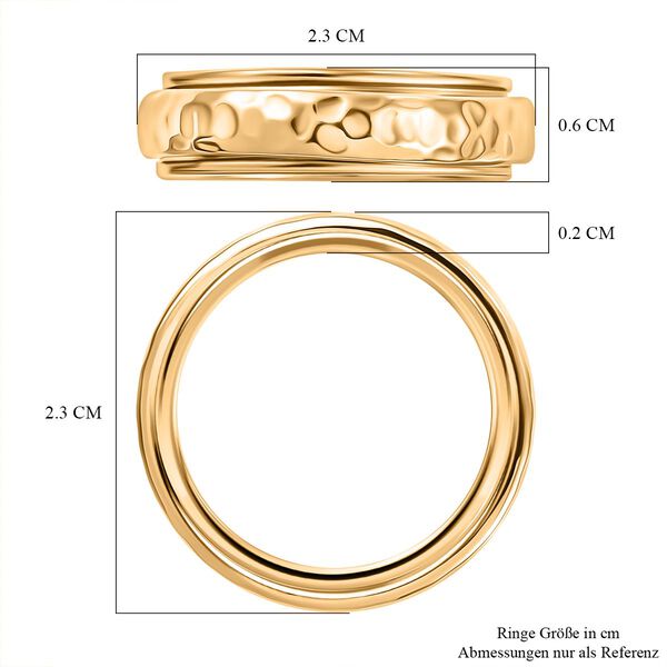 Strukturierter Spinning-Band-Ring, 925 Silber 750 Gelbgold Vermeil image number 7