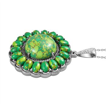 Gr&uuml;ner T&uuml;rkis Anh&auml;nger mit 50cm Kette - 32,83 ct.