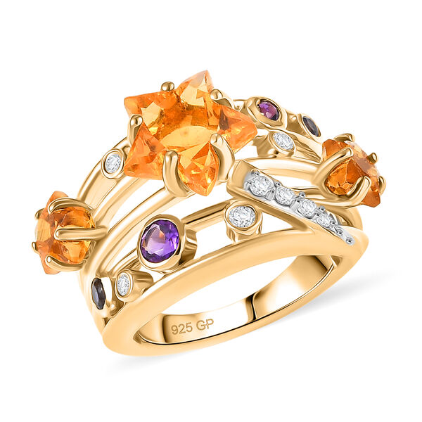 GP - Serra Gaucha Citrin, Afrikanischer Amethyst Ring 925 Silber 750 Gelbgold Vermeil (Gr&ouml;&szlig;e 20.00) ca. 5.32 ct image number 5