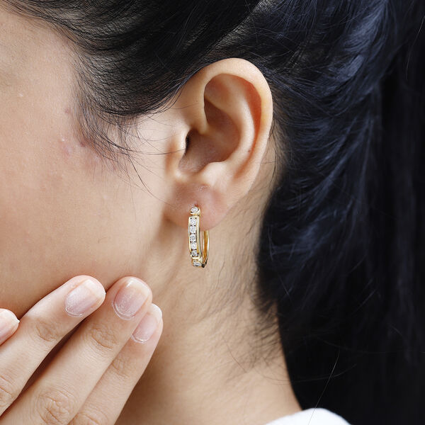 Moissanit Creolen, 925 Silber Gelbgold Vermeil - 0,84 ct. image number 3