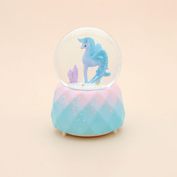 Schneekugel Musik und Licht, 15x10 cm, Einhorn, Blau image number 6