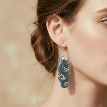 D'Joy Nat&uuml;rlicher Olmek Jadeit Ohrringe 925 Silber rhodiniert ca. 20.00 ct