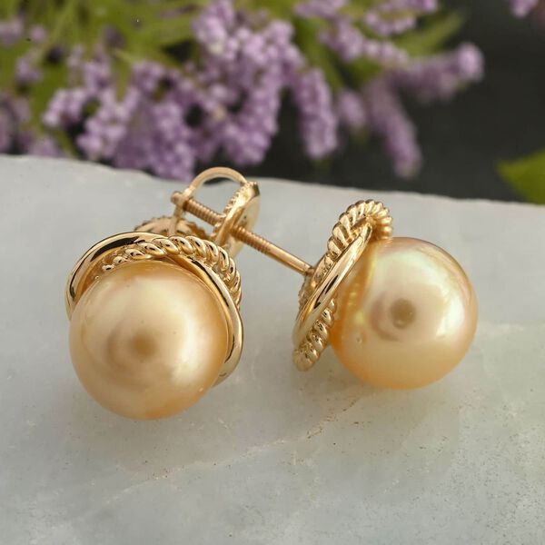 ILIANA AAA Goldene S&uuml;dsee Perle Ohrringe in 750 Gold image number 2