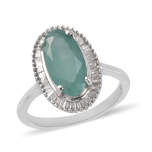 Grandidierit und Diamant Halo Ring 925 Silber Platin-&Uuml;berzug image number 4