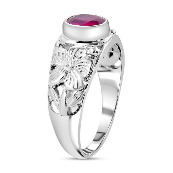 Royal Bali - Afrikanischer Rubin (Fissure gef&uuml;llt) Ring, 925 Silber Schwarz oxidiert (Gr&ouml;&szlig;e 16.00) ca. 1,40 ct image number 4