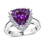 AAA Lab Grown Lila Saphir, Lab Grown Diamant Ring 417 Gold (Gr&ouml;&szlig;e 19.00) ca. 3,87 ct