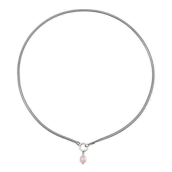 Wei&szlig;e S&uuml;&szlig;wasser Perle Halskette ca. 50 cm Reiner Edelstahl, Silberfarben image number 3