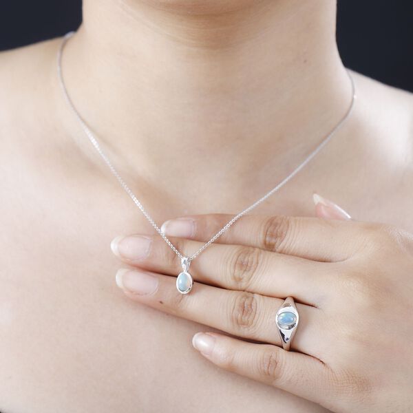 AA nat&uuml;rliches, &auml;thiopisches Welo Opal-Schmuckset, 925 Silber rhodiniert, 1,04 ct. image number 3