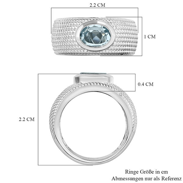 Himmelblauer Topas-Solit&auml;r-Ring in Silberton, 1,42 ct. image number 7