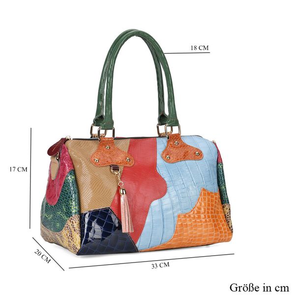 Chaos By Elsie - Farbenfrohe Echtleder Crossbody Tasche, Krokodil-Muster image number 7