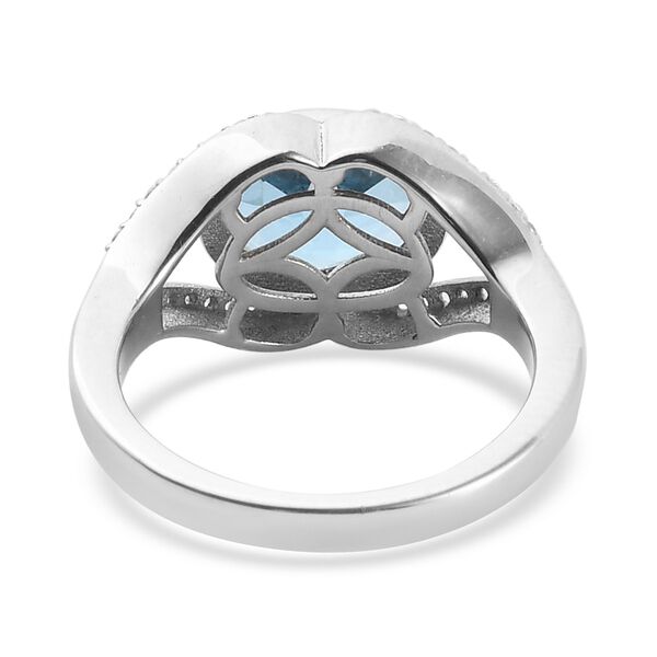 Blauer Topas und Zirkon Ring 925 Silber Platin-&Uuml;berzug image number 5