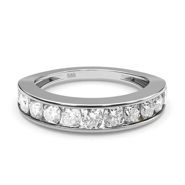 Diamant Half Eternity-Ring, I2-GH SGL zertifiziert, 585 Wei&szlig;gold (Gr&ouml;&szlig;e 18.00) ca. 1,00 ct
