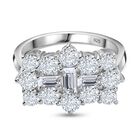 Moissanit Cluster Ring, 925 Silber rhodiniert (Größe 17.00) ca. 2.15 ct