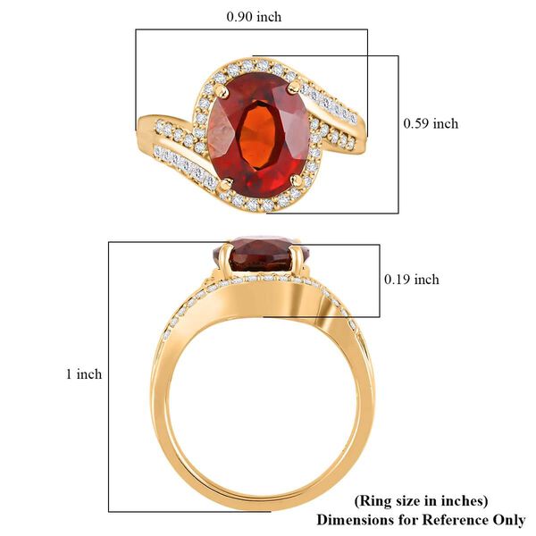 LUXORO zertifiziert und gepr&uuml;ft AAA Honig Granat und Diamant Ring in 417 Gold - 5,25 ct. image number 5