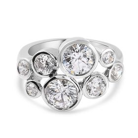 LUSTRO STELLA Hergestellt mit ZIRKONIA Ring 925 Silber Platin-Überzug (Größe 17.00) ca. 2,19 ct