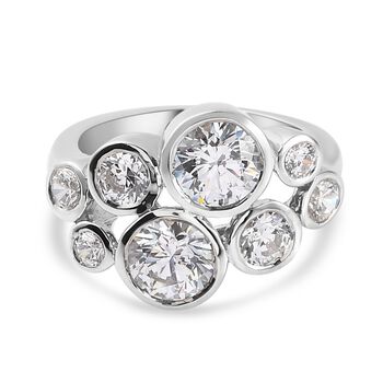 LUSTRO STELLA Hergestellt mit ZIRKONIA Ring 925 Silber Platin-&Uuml;berzug (Gr&ouml;&szlig;e 17.00) ca. 2,19 ct