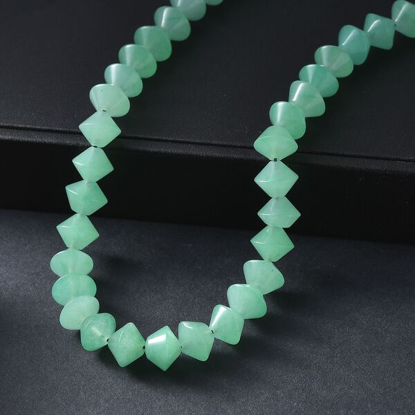 Gr&uuml;ner Aventurin Halskette ca. 50 cm mit 2.5 cm extender, Nickelfreies Messing platiniert ca. 250.00 ct image number 2